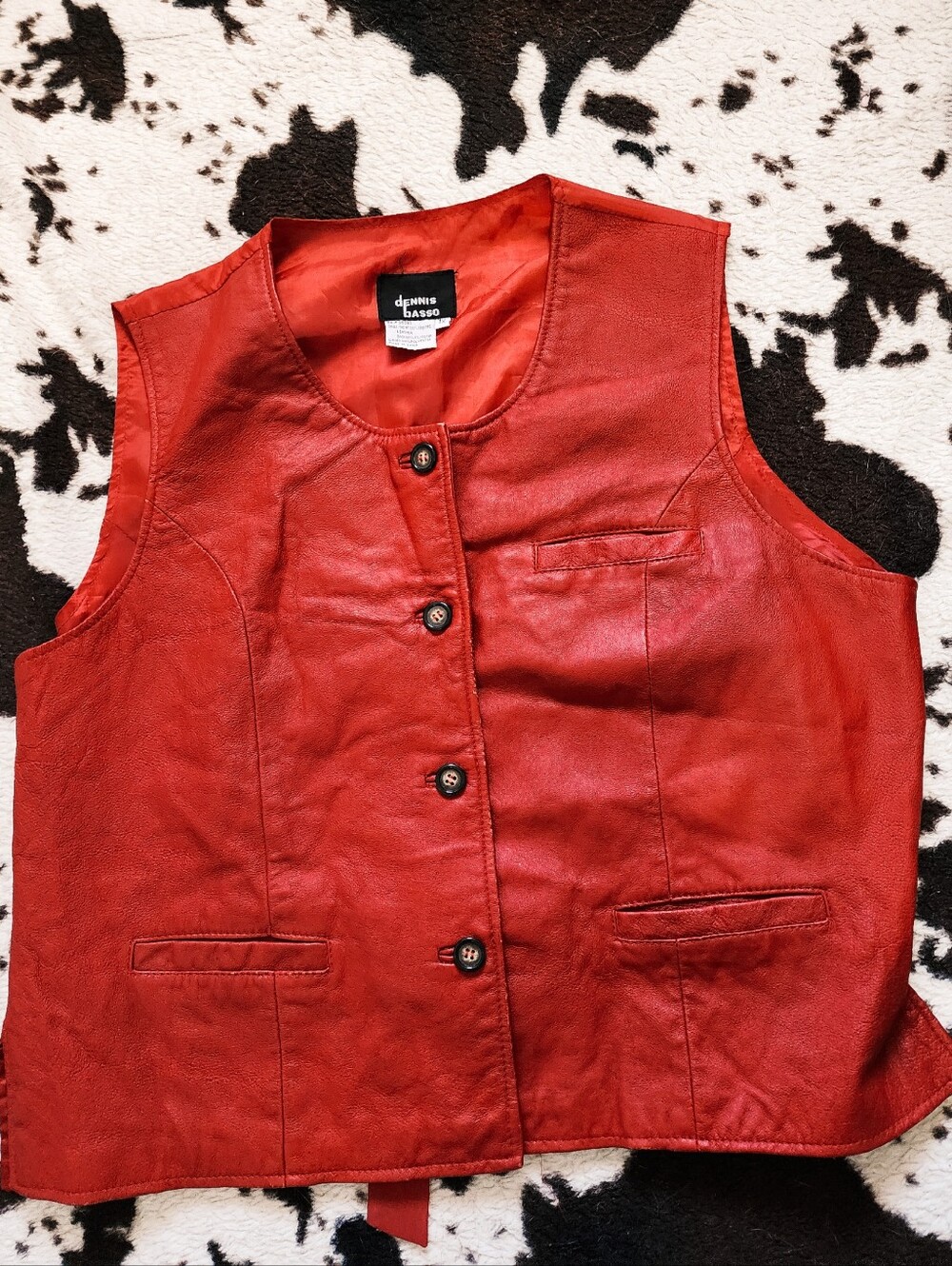 WOMEN'S 80'S LEATHER VEST - RED